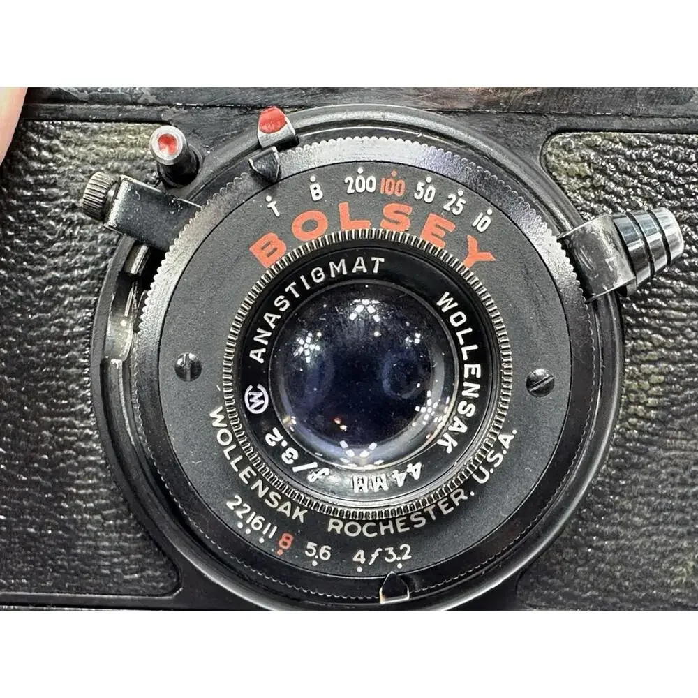 VTG Bolsey Camera Case PH-371-A US Army 95901 Leather Pained Black Over‎ Green